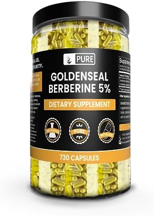 PURE ORIGINAL INGREDIENTS Goldenseal Berberine (730 Capsules) No Magnesium Or Rice Fillers, Always Pure, Lab Verified (730 Count) PURE ORIGINAL INGREDIENTS