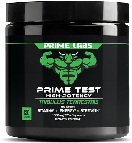 Prime Labs Tribulus Terrestris for Men - Men's Supplement with 95% Saponins - Energy & Vitality Booster - with 1,300 mg Tribulus Terrestris Extract - 120 Capsules Prime Labs