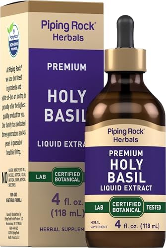 Piping Rock Holy Basil Liquid Extract (Жидкий экстракт) | 4 Fl Oz | Tulsi Leaf Tincture | Vegetarian, Non-GMO, Gluten Free Supplement Piping Rock