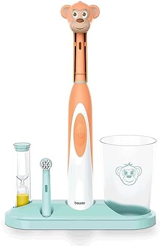 Beurer TB10 Kids Electric Toothbrush Kit - Fun Polly The Panda Cap with 2 Extra-Soft Brush Heads to Help Remove Plaque, 2 Minute Timer, and Rinse Cup, BPA-Free, Safe for Ages 3+ Beurer