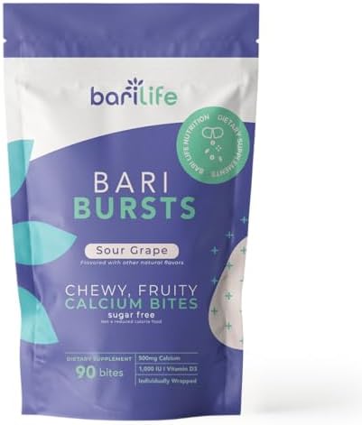 Bari Life Calcium Citrate Bariatric Calcium Chews with 1000 IU Vitamin D3 - Ideal for Bariatric Patients - BariBurst (Butter Toffee) Bari Life