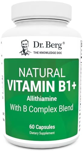 Dr. Berg Natural Vitamin B1 B6 B12 Complex - Allithiamine Vitamin B1 Supplement with 8 Essential Vitamin B Complex for Men & Women Including Thiamin, Niacin, Folate, Magnesium & More - 60 Capsules (Капсулы) Dr. Berg Nutritionals