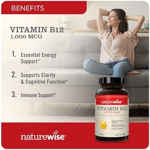 NatureWise Vitamin B12 1,000 mcg 150 Softgels (Мягкие капсулы) & Vitamin D3 5000iu 360 Mini Softgels (Мини мягкие гелевые капсулы) for Energy, Mental Clarity, Bone & Muscle Support NatureWise