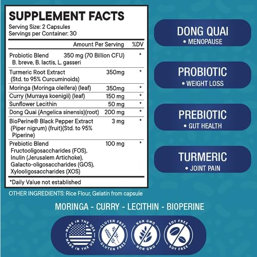 NEW AGE Pro Optimize Probiotics for Women, Menopause, Digestive Health - Relief for Bloating, Hot Flashes, Joint Support, Night Sweats - Gut Health & Metabolism - Dong Quai (60 (Pack of 1)) NEW AGE