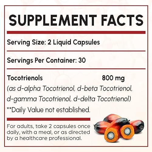 Tocotrienol Supplement Full Spectrum, Cutting-edge Fusion Technology, Tocotrienol Vitamin E-Tocotrienols 800mg,Powerful Antioxidant,Cardiovascular,Highest Absorption Rate - 60 Liquid (Жидкость)-Filled Capsules (Капсулы) Kroppssund