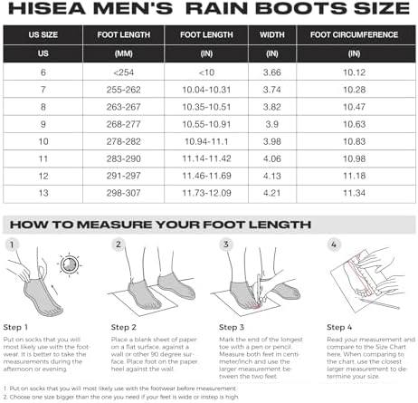 HISEA Men's Rain Boots, Waterproof Rubber Boots with Steel Shank, Seamless PVC Rainboots Outdoor Work Boots, Durable Slip Resistant Fishing Gardening Knee Boot for Agriculture and Industrial Working HISEA