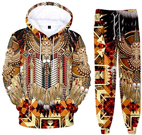  Комплекты одежды SIAOMA Native American Hoodie Sweatpant Suit Indians 3D Tracksuit SIAOMA