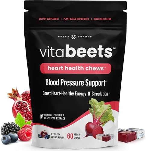 Beet Chews - Blood Pressure Support - Potent 750mg Beet Root Extract - Heart Chews - Blood Flow & Circulation Support Supplement - Super Reds Blend - Beet Root Gummies (Жевательные конфеты) Alternative – 60 Soft Chews (Мягкие жевательные конфеты) NutraChamps