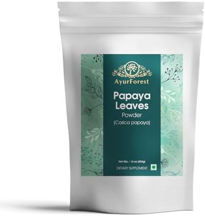 Papaya Leaf Powder (Порошок) Dried Leaves Carica Papaya Herbal Supplement 16 Ounce | 454 gram AYURFOREST