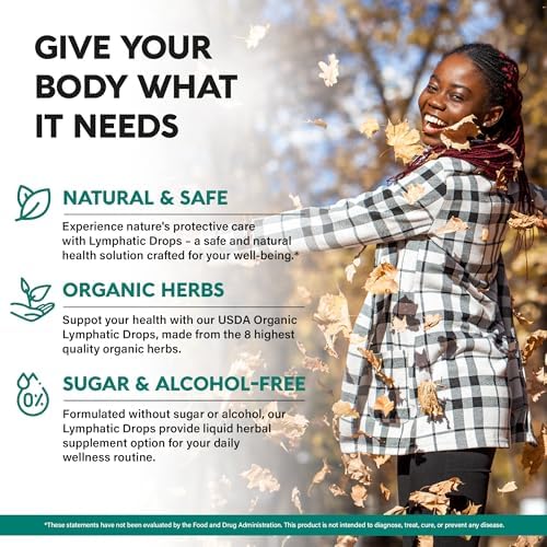 USDA Organic Lymphatic Drainage Supplement - Echinacea | Elderberry | Dandelion | Rosehip | Cleavers | Calendula | Burdock - Made in USA - Lymph System Drops (Капли) - Immune Support, Cleanse & Detox, 2 fl oz (Жидкие унции) Nutraharmony