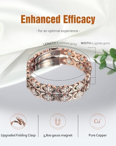 Jecanori Pure Copper Bracelets for Women, Ultra Magnetic Bracelets for Women with Sizing Tool Jecanori