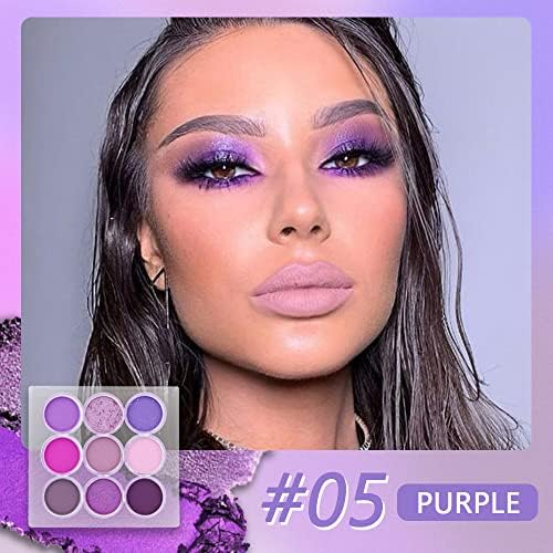 9 Colors Purple Silver White Tan Grape Matte Shimmer Eyeshadow Palette for Eye Makeup,High Pigmented Brown Eye Shadow Primers Powder Palet de sombras de ojos Suake