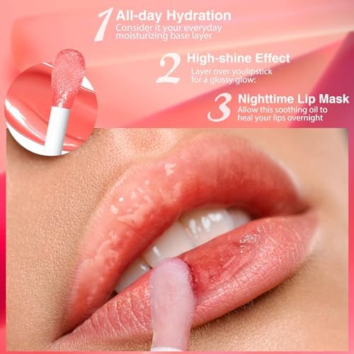 Magic Color Changing Moisturizing Lip Glow Oil Plumping Glimmer Glow Lipstick, Hydrating Lip Gloss Lip Balm Transparent Lip Care, Long Lasting Moisturizing Non-sticky Fresh Texture Lip Oil BANGFENG