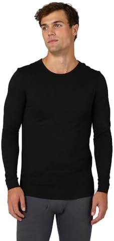 32 Degrees Men's Lightweight Baselayer Crew Top | Form Fitting | Long Sleeve| 4-Way Stretch | Thermal 32º DEGREES