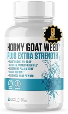 Horny Goat Weed Plus Extra Strength | #1 Rated Horny Goat Weed Supplement Pills w/Tongkat Ali, Maca Root, L-Arginine + 5 More | Increase Drive, Stamina, Blood Flow & Mood for Men - 60 Capsules (Капсулы) EPN Supplements