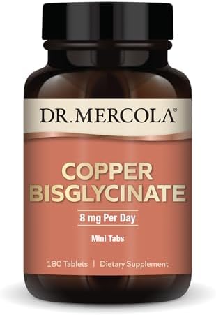 Dr. Mercola Copper Bisglycinate, 90 Servings (Порции) (180 Tablets (Таблетки)), Dietary Supplements, 8 mg Per Day, Mini Tabs (Мини-таблетки), Supports Overall Health, Non GMO Dr. Mercola