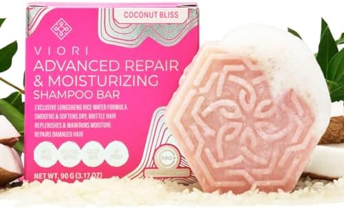 Viori Coconut Bliss Advanced Repair and Moisturizing Shampoo Bar - Made with Rice Water for Hair Growth - Handcrafted Sulfate Free Shampoo Viori