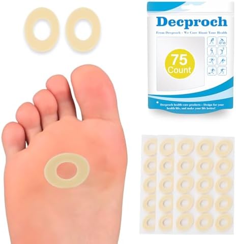 Callus Cushions, Oval Corn Pads, Foam Padding with Self-Stick Adhesive, Protects Toes, Foot and Heel from Rubbing and Friction, Pain Relief from Calluses, Corns, Blisters (90 Count) Decproch