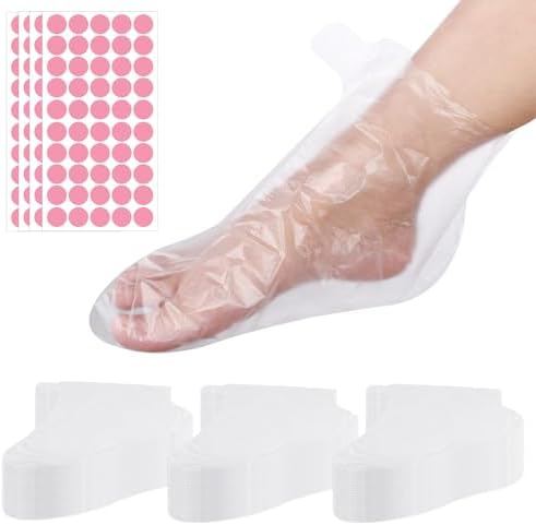 Aster Paraffin Bath Liners for Foot, 200Pcs Pedicure Foot Bags Plastic Foot Covers for Feet Foot Protectors With 200 Stickers for Paraffin Wax Refills Hot Wax Spa Paraffin Wax Machine Therapy Aster