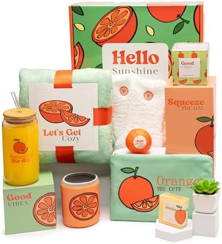 Self Care Package for Women. Thinking of You Self Care Kit. Orange Fruit Themed Birthday Box for Woman, Get Well Soon Gift Basket for Women After Surgery, Spa Gifts for Women The Love Crate Co.