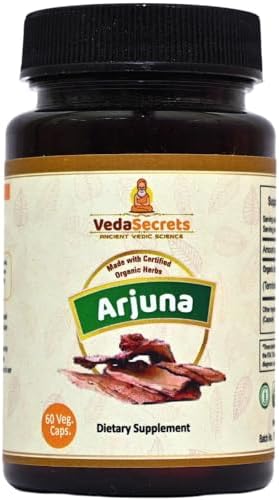 Arjuna 60 Capsules (Капсулы) Count Pure Terminalia Arjuna for Heart Made with Organic Arjuna Powder (Порошок) VedaSecrets