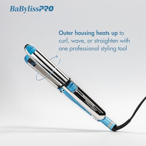 BabylissPRO Nano Titanium Prima Ionic Hair Straightener, Curl and Straighten Hair With One Professional Tool Babylisspro