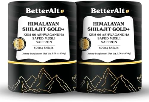 Better Alt Pure Himalayan Shilajit Gold+ (30 gm)| Enhances Recovery & Boosts Strength| 16,000 ft Sourced Blend with Ashwagandha, Safed Musli, Gokshura| Vegan & Lab Tested -600mg Better Alt