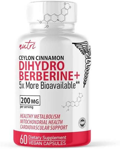 Dihydroberberine Supplement 200mg 60 Capsules (Капсулы) - With Ceylon Cinnamon - 5X More Effective Than Regular Berberine HCL - Super Berberine with Ceylon Cinnamon - Dihydroberberine with Ceylon Cinnamon Nature's Fusions