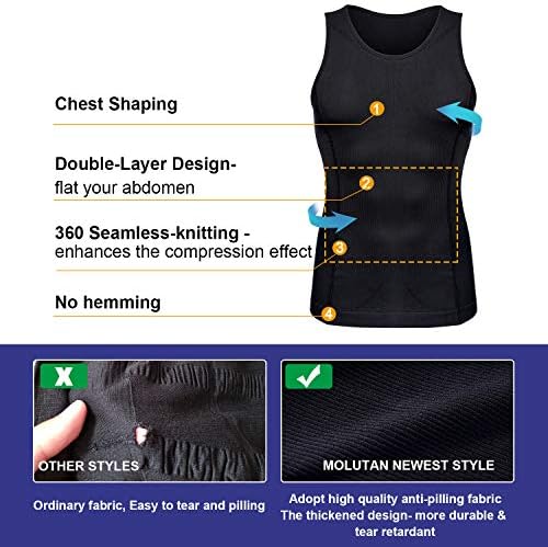 Мужская Корректирующее белье MOLUTAN Compression Shirt Slimming Body Shaper Vest Sleeveless Waist Trainer Workout Tank Top Tummy Control Shapewear MOLUTAN