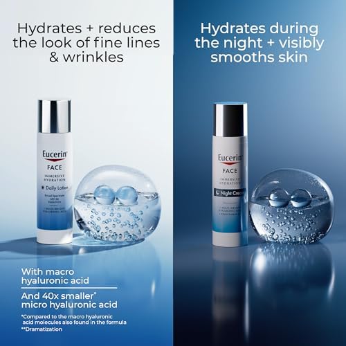 Eucerin Face Immersive Hydration Skin Care Set, Daily Face Lotion with SPF 30, 2.5 Fl Oz Bottle + Night Cream with Hyaluronic Acid, 2.5 Oz Bottle Eucerin