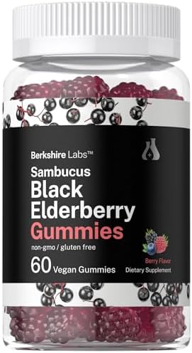 Horbaach Sambucus Black Elderberry Gummies | 60 Count | with Zinc and Vitamin C | Vegan, Non-GMO, Gluten Free Extract for Adults | Berry Flavor | by Berkshire Labs Horbäach