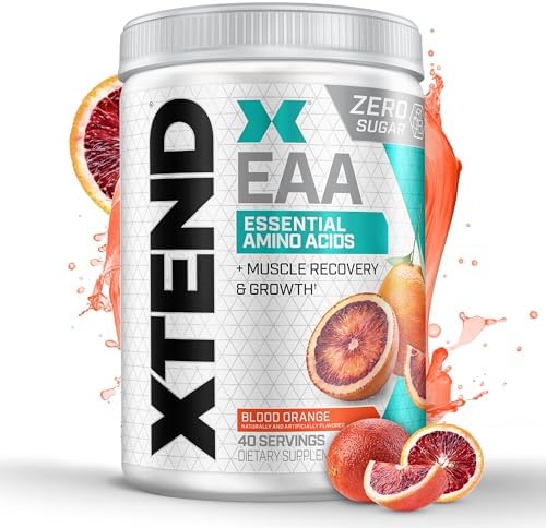 Scivation XTEND EAA + BCAA Powder | Muscle Recovery & Lean Muscle Growth | 9 Essential Amino Acids for Intra Workout or Post Workout Recovery | 10g EAAs Per 2 Servings | Blood Orange 40 Servings Scivation