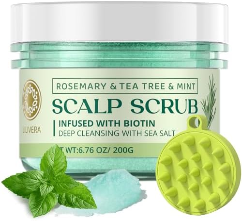 Rosemary Hair Growth Scalp Scrub: Clarifying and Exfoliating Scalp Treatment for Thinning Hair - Salt Scrub for Oily Scalp Dandruff and Build-Up Remover Lilivera