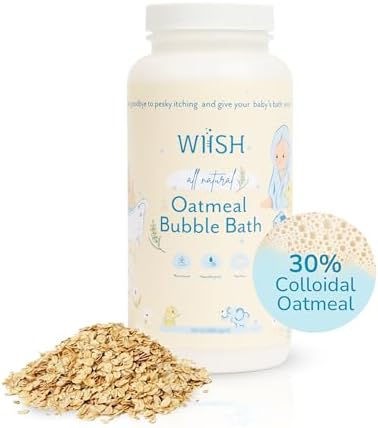 WIISH Baby Oatmeal Bubble Bath - Baby Bubble Bath for Sensitive Skin with 30% Colloidal Oatmeal | Aloe Vera Extract Powder + Healing Ingredient, Soothing Itchiness, Rashes, Dryness 16 oz WIISH