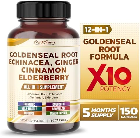 Goldenseal Root 8000mg Echinacea 6000mg Cinnamon 4500mg Elderberry 2000mg - All-in-1 Supplement - Made in USA PEAKPURY