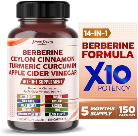 Berberine 8000mg Cinnamon 6000mg Apple Cider Vinegar 3000mg Turmeric 3000mg - Overall Wellness Support- Made in USA PEAKPURY