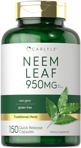 Carlyle Neem Leaf | 950mg | 150 Powder (Порошок) Capsules (Капсулы) | Non-GMO and Gluten Free Formula | Value Size | Traditional Herbal Supplement | Azadirachta Indica Carlyle