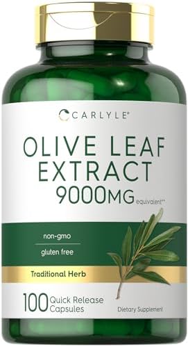 Carlyle Olive Leaf Extract Capsules | 9000mg | 100 Count | Non-GMO, Gluten Free | High Potency Supplement Carlyle