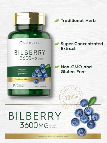 Carlyle Bilberry Extract Capsules | 3600mg | 150 Count | Vegetarian, Non-GMO, Gluten Free Fruit Supplement Carlyle