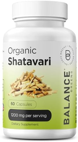 Organic Shatavari Capsules (Капсулы) 1200mg - 60 Capsules - Lactation Vitamins for Breastfeeding - Hormonal Balance for Women - Asparagus Racemosus Roots Herb Balancebreens