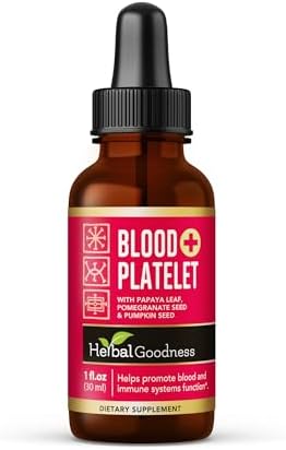 Herbal Goodness Papaya Leaf Blood Platelet Liquid (Жидкость) Supplement - Liquid Tincture 1oz - Natural Blood Platelet Boost & Immune Support, Bone Marrow - Blood Cleanse Formula - Made in USA Herbal Goodness