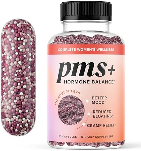 PMS Support Supplement for Women with PMS Relief | Hormone Balance & Period Relief, Chasteberry Supplements for Hormonal Acne | Microbeadlets with Dong Quai, Cranberry & Vitamin B6 | Non-GMO 30ct SMNutrition