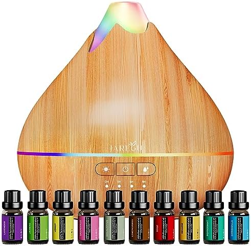 Essential Oil Diffusers for Home, 300ml Portable Small Aromatherapy Diffuser, Ultrasonic Diffusers for Essential Oils, Auto Shut-Off 4 Timers 15 Colors for Office Home Black (Black) Jaregu