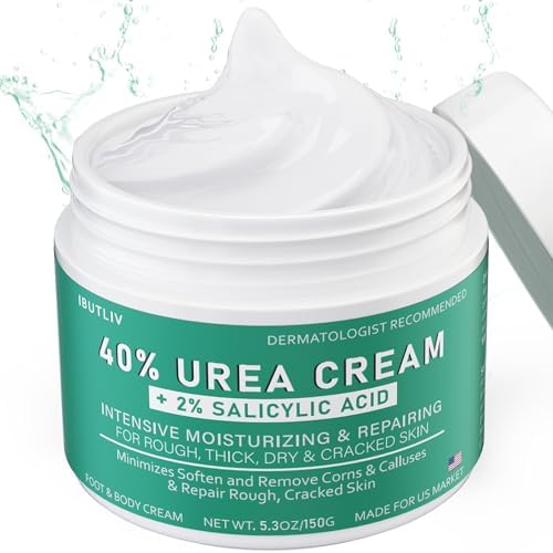 Urea Cream 40 Percent For Feet Maximum Strength - Foot Cream For Dry Cracked Heels Feet Knees - Athletes Foot Hand Callus Remover Moisturize Cream - 2% Salicylic Acid Shea Butter, Tea Tree Oil, 5.3Oz IButliv