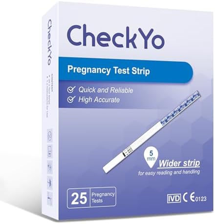 [25 Pack]CheckYo Pregnancy Test Strips: High Accuracy hCG Pregnancy Test Kits for Women at Home Early Detection, Easy & Fast Results-Individually Wrapped Strips CheckYo