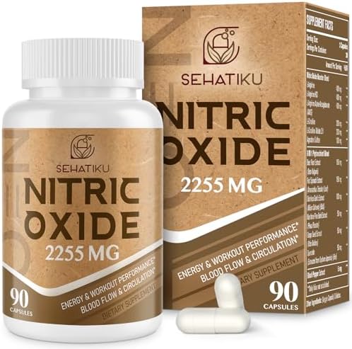 Nitric Oxide Supplement 2255 MG, Nitric Oxide Booster & 6-in-1 Phytonutrient Blend for Heart, Circulation, Immune - 90 Capsules (Капсулы) (1 Bottle) SehatiKu