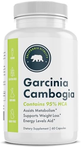 Garcinia Cambogia, 95% HCA 60 Capsules (Капсулы), with Chromium - Made in The USA, Vegan, Non-GMO, Gluten-Free, and Dairy-Free California Vitality