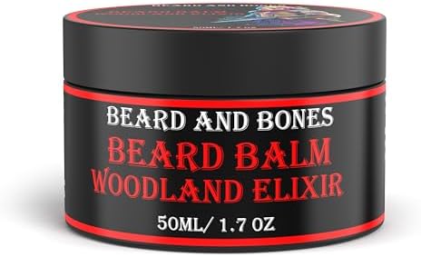 50ml Beard Balm For Men Beard Conditioner with Shea Butter, Jojoba Oil, Almond Oil | Nourishing Beard Moisturiser for Coarse Hair | Choice of 6 Scents (Woodland Elixir) Beard and Bones