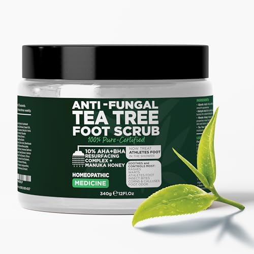 Tea Tree Foot Scrub with Salicylic & Glycolic Acid - Best Exfoliating Foot Scrub for Dead Skin, Rashes, Warts, Athlete's Foot, Corns & Calluses, Foot Odour, Insect Bites - Foot Care for Women & Men Terramed Just Think Comfort