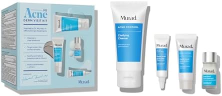 Murad Acne 911 Derm Visit Kit - Travel Ready Acne Fighting Trial Kit - Acne Sulfur Mask 0.33Fl Oz, Clarifying Cleanser 2.0Fl Oz, Acne Spot Treatment 0.25Fl Oz, Deep Relief Acne Treatment 0.17Fl Oz Murad